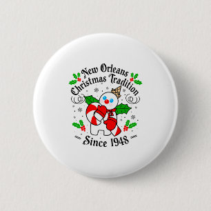New Orleans Mr Bingle Christmas Tradition Snowman 6 Cm Round Badge