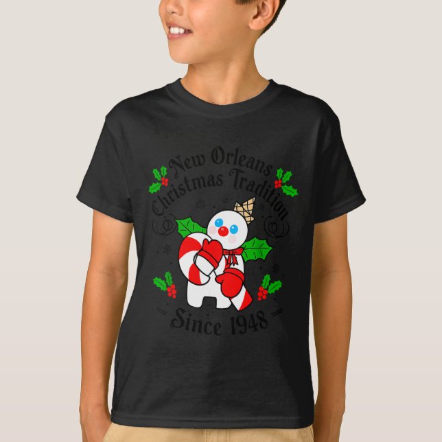 New Orleans Mr Bingle Christmas Tradition Snowman  T-Shirt (Front)