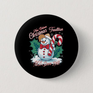 New Orleans Mr Bingle Christmas Tradition Snowmen 6 Cm Round Badge