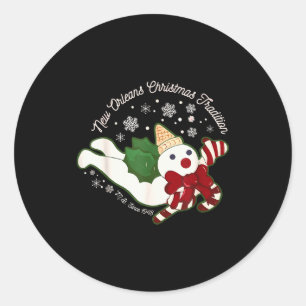 New Orleans Mr Bingle Christmas Tradition Snowmen Classic Round Sticker