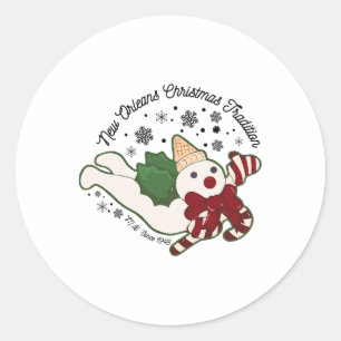 New Orleans Mr Bingle Christmas Tradition Snowmen Classic Round Sticker