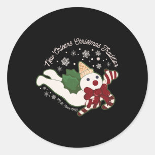 New Orleans Mr Bingle Christmas Tradition Snowmen Classic Round Sticker