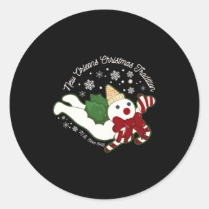 New Orleans Mr Bingle Christmas Tradition Snowmen Classic Round Sticker