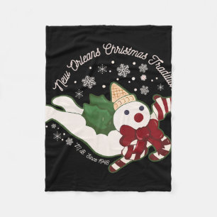 New Orleans Mr Bingle Christmas Tradition Snowmen Fleece Blanket