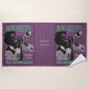 New Orleans Music custom name Beach Towel