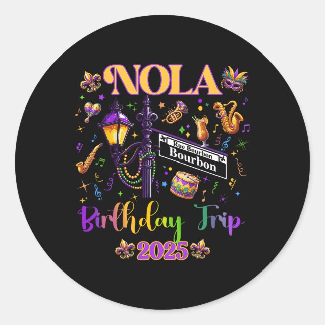 New Orleans Nola 2025 Girls' Birthday Bachelorette Classic Round Sticker (Front)