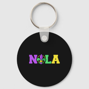 New Orleans Nola In Mardi Gras Colours And Fleur D Key Ring