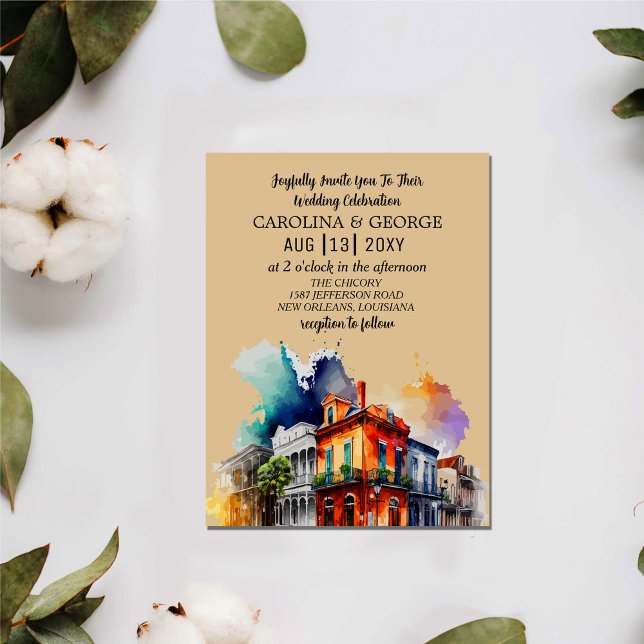 New Orleans Nola Louisiana - Watercolor Wedding In Invitation (Creator Uploaded)