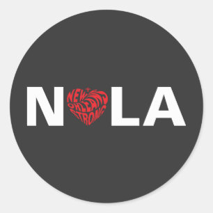 New Orleans Nola Strong Heart Classic Round Sticker