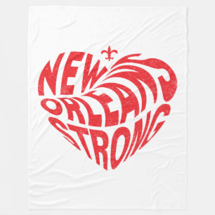 New Orleans Nola Strong Heart Fleece Blanket