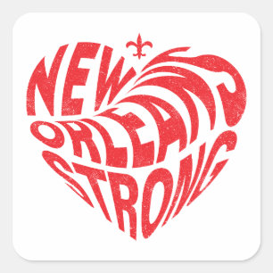New Orleans Nola Strong Heart Square Sticker