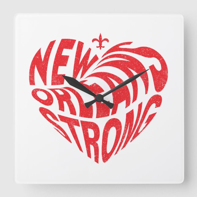 New Orleans Nola Strong Heart  Square Wall Clock (Front)
