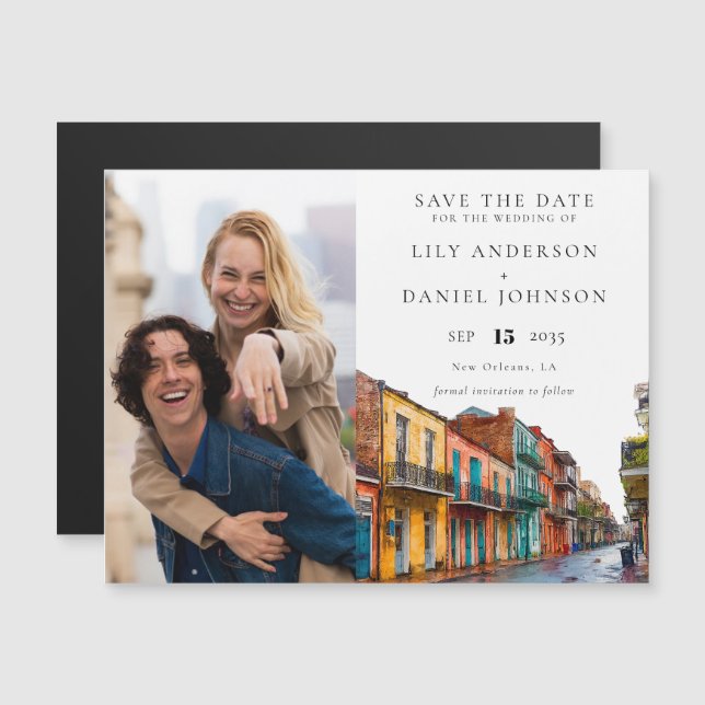 New Orleans Photo Wedding Save The Date Magnetic Invitation (Front/Back)
