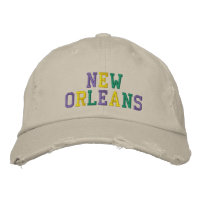 NEW ORLEANS Purple Gold Green distressed cotton