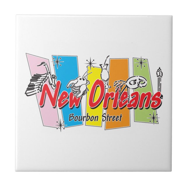 New Orleans Retro Look Ceramic Tile (Front)
