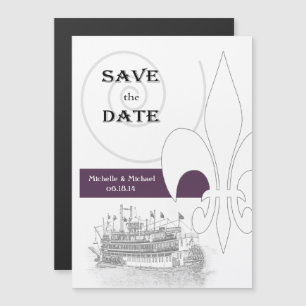 New Orleans Riverboat Save the Date Purple Magnetic Invitation