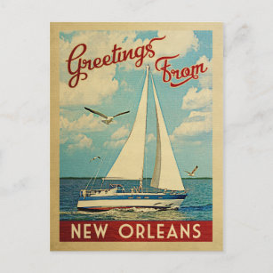 New Orleans Sailboat Vintage Travel Louisiana Postcard
