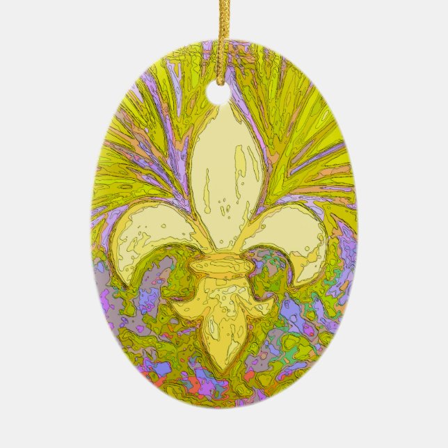 New Orleans Saints Funky Fleur de Lis Ceramic Ornament (Front)