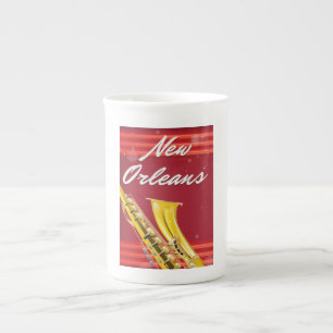 New Orleans Saxophone travel poster Bone China Mug