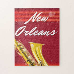 New Orleans Saxophone travel poster Jigsaw Puzzle