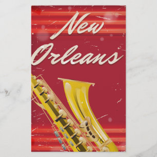 New Orleans Saxophone travel poster. Stationery