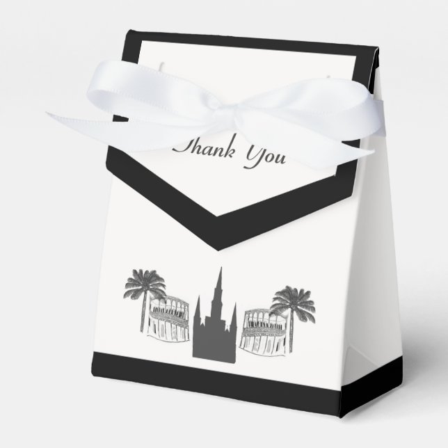 New Orleans Scene Black White Favour Box (Front Side)