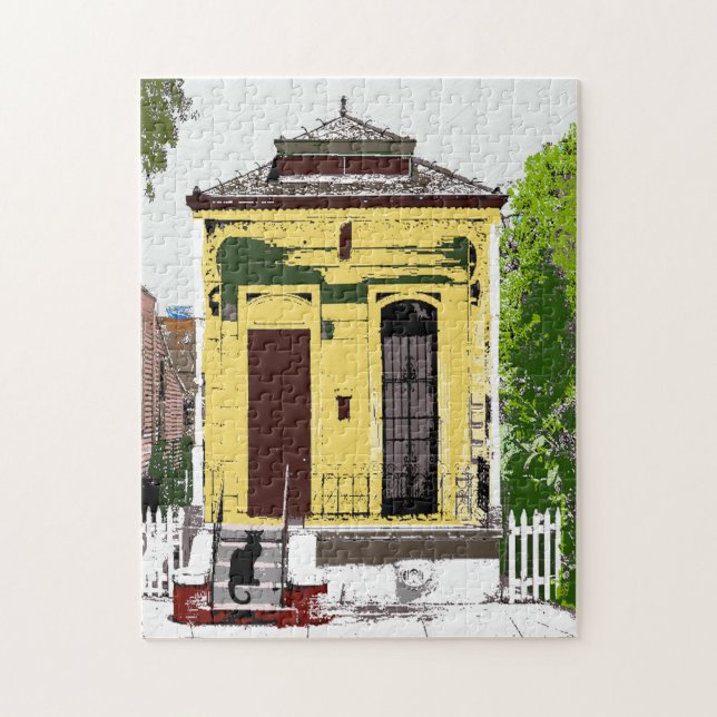New Orleans Shot Gun House, with cat Jigsaw Puzzle (Vertical)