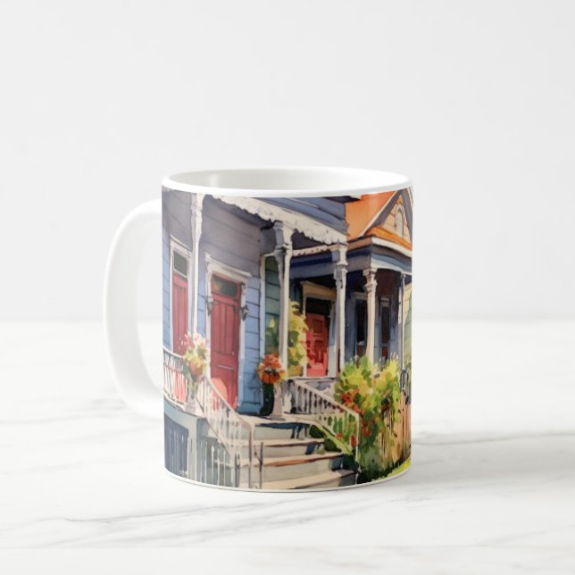 New Orleans Shotgun Homes Art Coffee Mug (Front Left)
