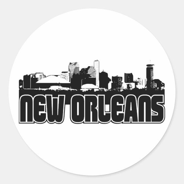 New Orleans Skyline Classic Round Sticker (Front)