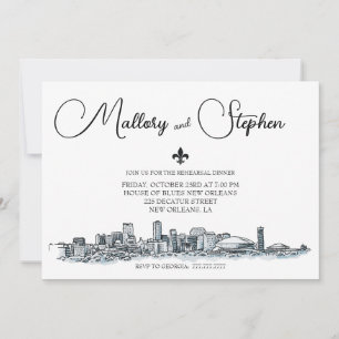 New Orleans Skyline Rehearsal Dinner Invitation