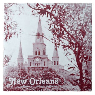 New Orleans St Louis Cathedral Antique Vintage Ceramic Tile