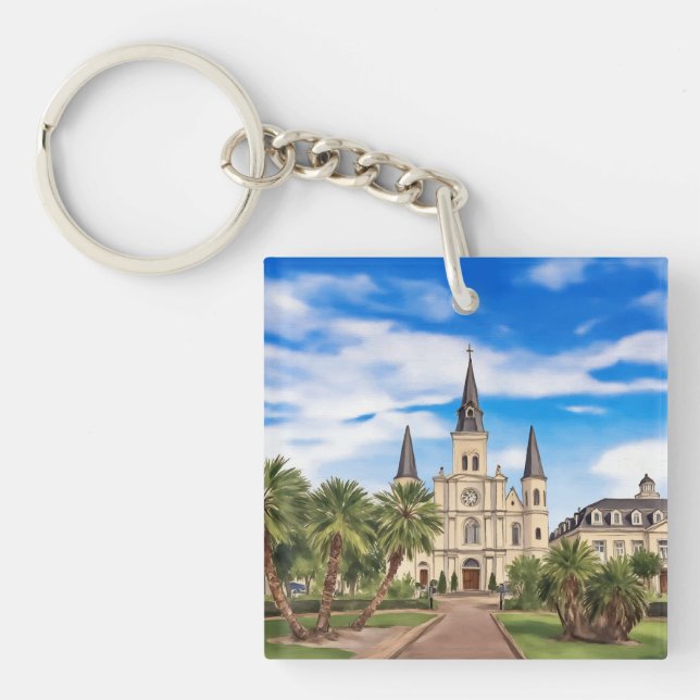 New Orleans St. Louis Cathedral French Quarter Key Ring (Front)