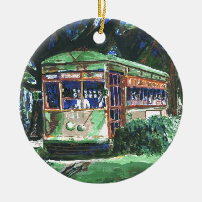 New Orleans Street Car Ceramic Ornament (Front)