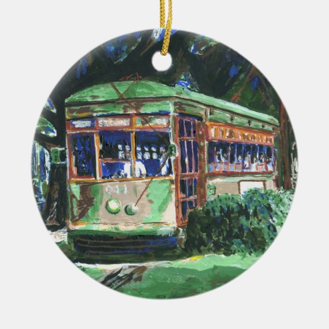 New Orleans Streetcar Ceramic Ornament (Front)