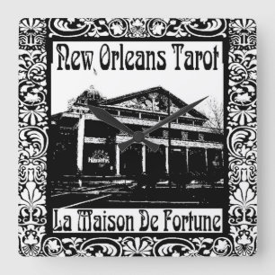 New Orleans Tarot,  La Maison De Fortune Square Wall Clock