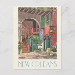 New Orleans vintage courtyard scene Postcard