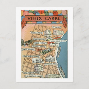 New Orleans Vintage Map  Postcard