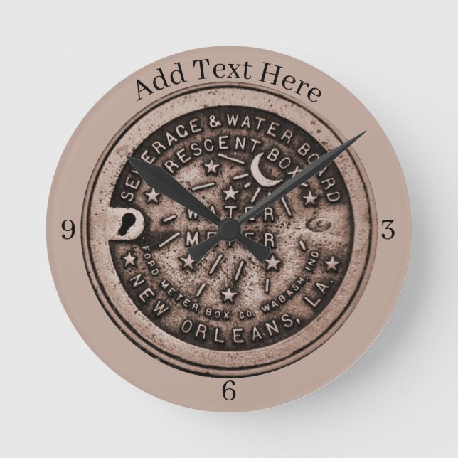New Orleans Water Metre Clock, add text Round Clock (Front)