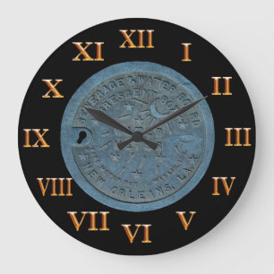 New Orleans Water Metre Gold Roman Numerals Large Clock