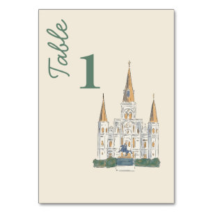 New Orleans Watercolor double sided Table Number