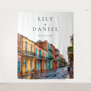 New Orleans Wedding Photo Backdrop Tapestry