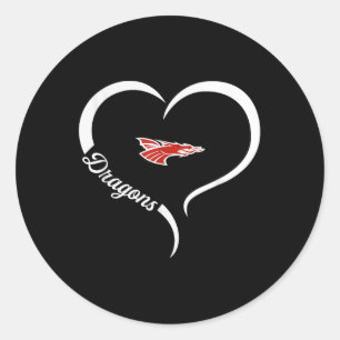 New Palestine Dragons Logo Half Heart Slogan Hs Classic Round Sticker