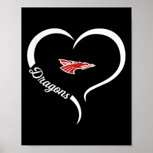 New Palestine Dragons Logo Half Heart Slogan Hs  Poster