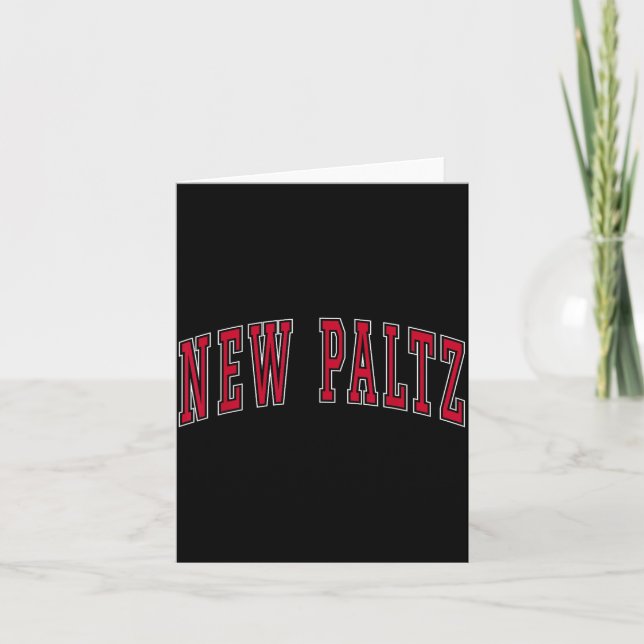 New Paltz New York Souvenir College Style Red Text Card (Front)