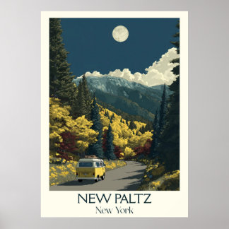 New Paltz New York Vintage Mountain Road Art Poster