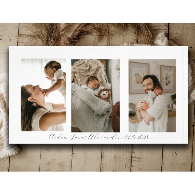 New Parents Baby 3 Photo Collage Personalised Print (Creator Uploaded)