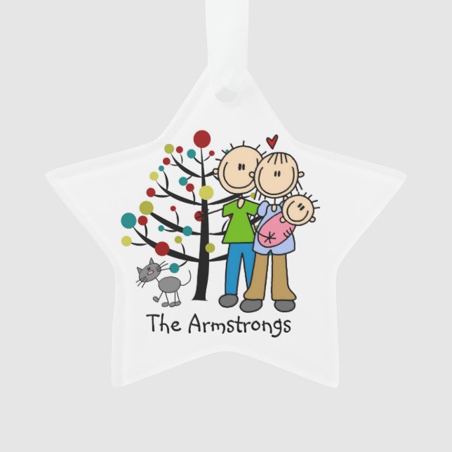 New Parents Baby Girl, Cat Holiday Ornament (Front)