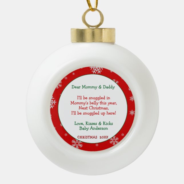  New Parents   Ceramic Ball Christmas Ornament (Front)