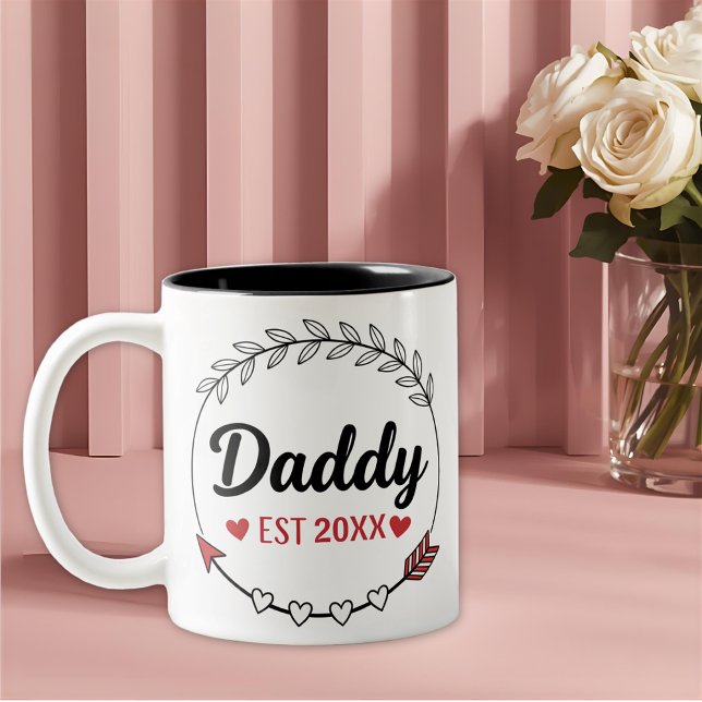 New Parents Daddy Personalised established year Two-Tone Coffee Mug (Creator Uploaded)