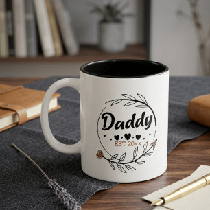 New Parents Daddy Personalised established year Two-Tone Coffee Mug